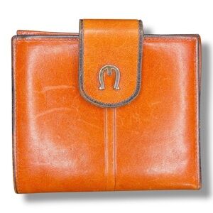 Vintage Capri Glove Cowhide Leather Wallet Horseshoe Western Tan Brown Folding